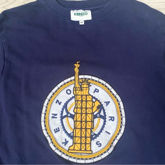 Rare Navy Blue Kenzo ‘Statue of Liberty’ Graphic Size Medium Sweater - Picture 2 of 3